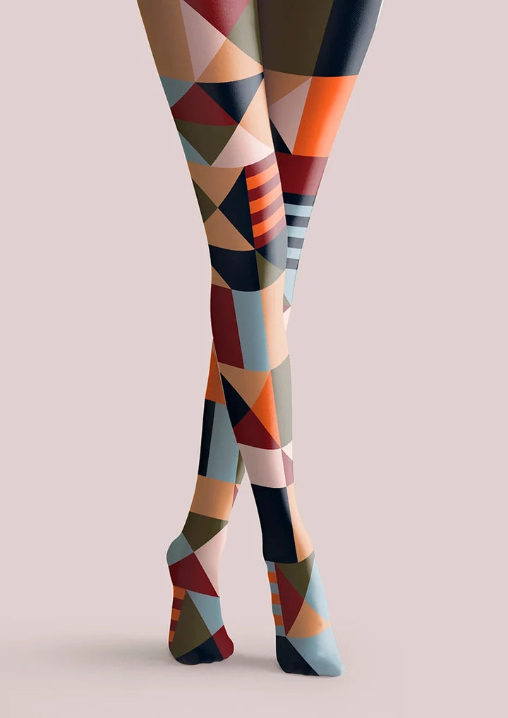 Women Gypsy Check Geometric Print Pattern Tights Pantyhose