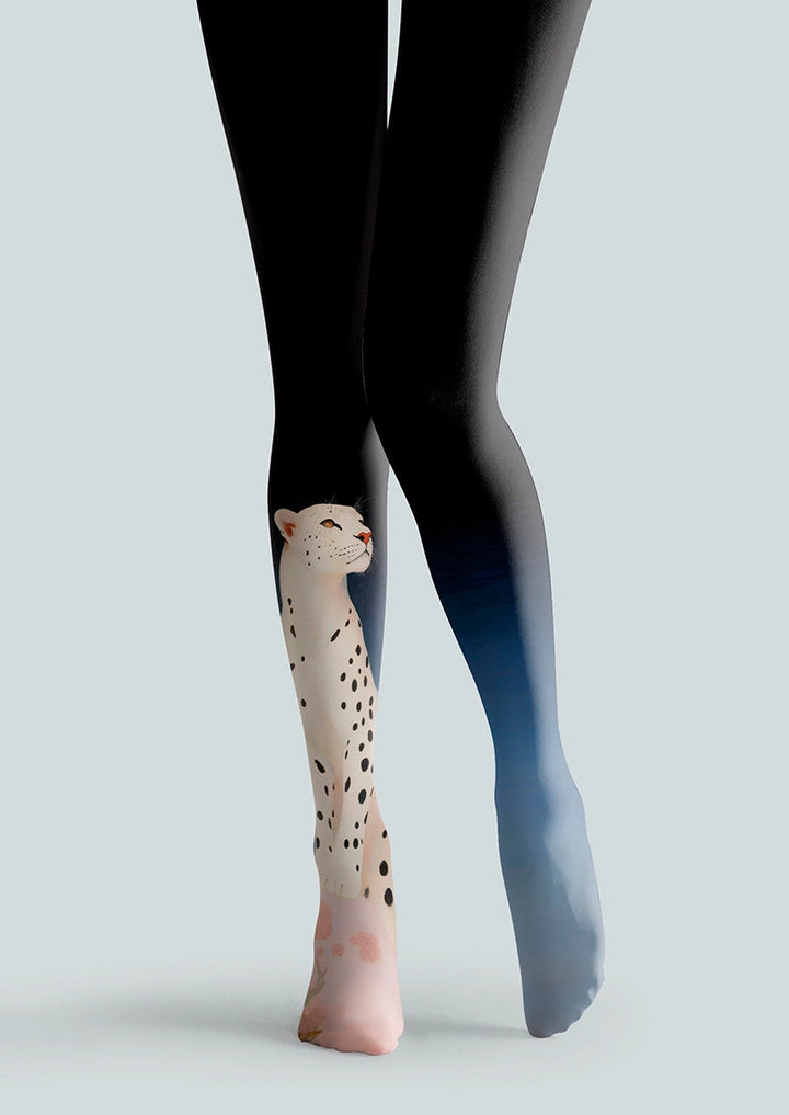Women Snow Leopard Animal Pattern Graphic Tights Pantyhose