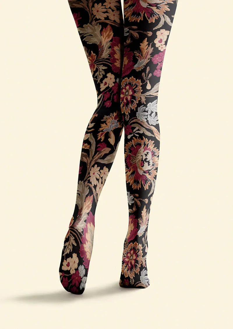 Women Floral Pattern Vintage Garden Tights Hosiery Pantyhose