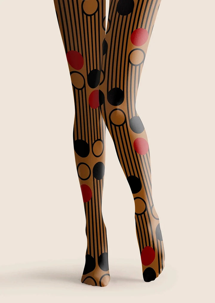 Rhythm Wave Maillard Print Tights Hosiery Pantyhose