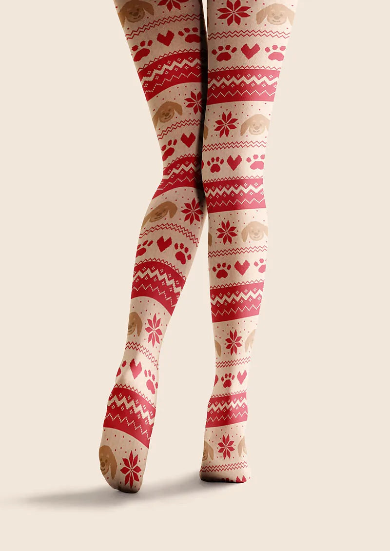 Red & White Christmas Tights Hosiery Pantyhose