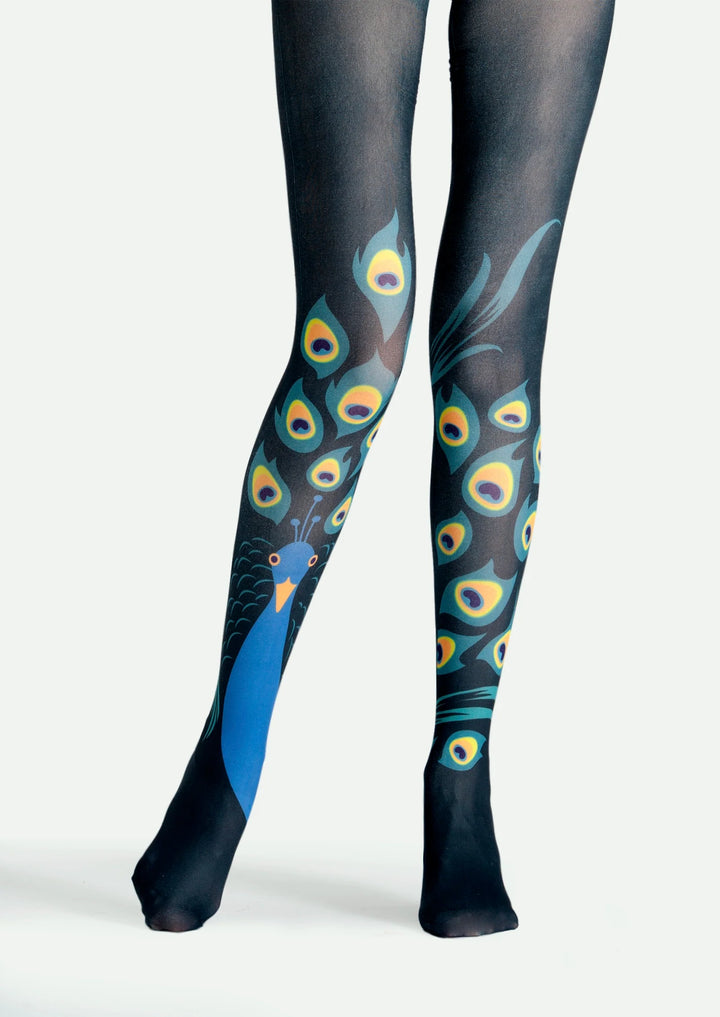 Women Peacock Bird Feather Animal Graphic Tights Pantyhose