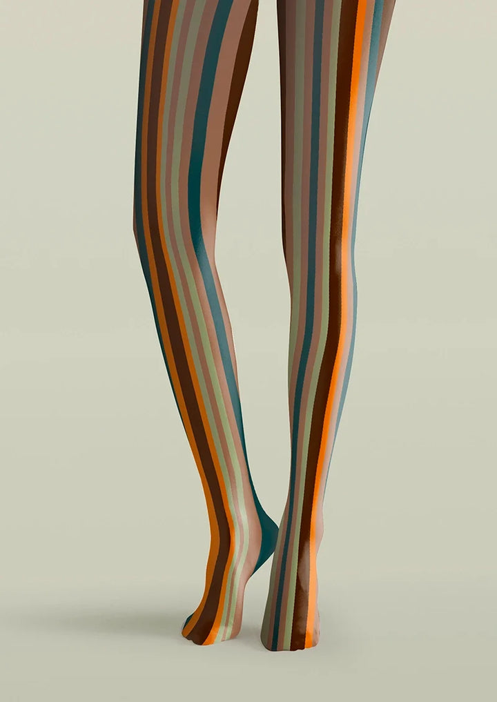 Women Rock Of Rhythm Striped Print Tights Hosiery Pantyhose