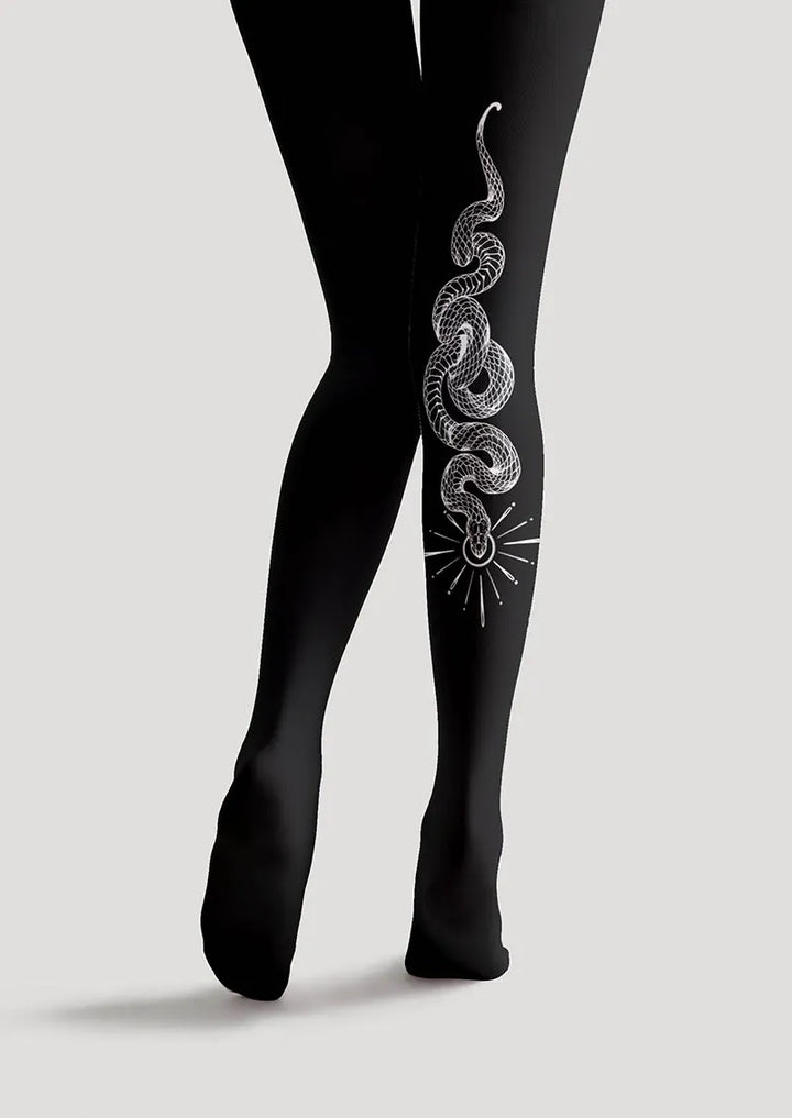 Women Bohemian Serpent Snake Animal Pattern Tights Pantyhose