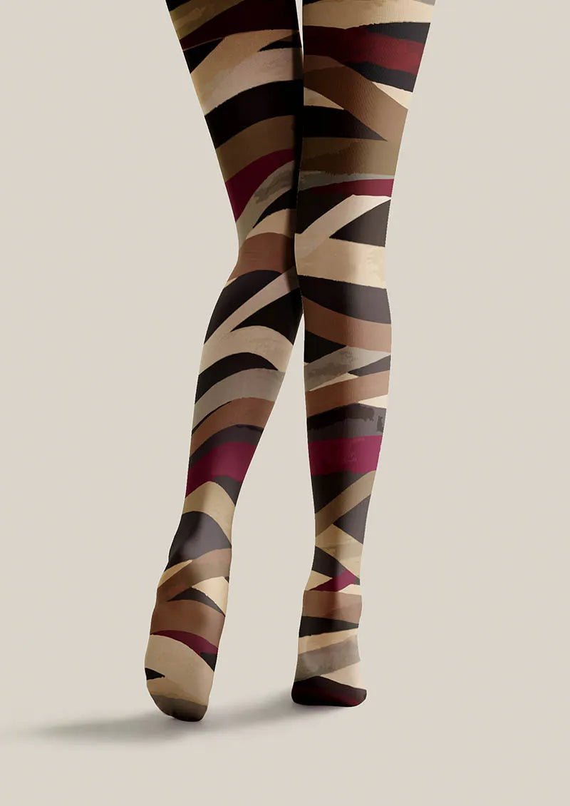 Women Geometric Art Woven Rhythm Pattern Tights Pantyhose