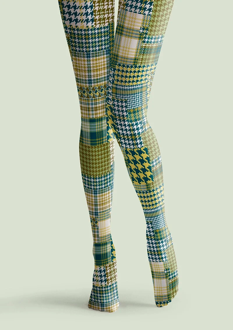 Women Patchwork Houndstooth Print Tights and Hosiery Pantyhose