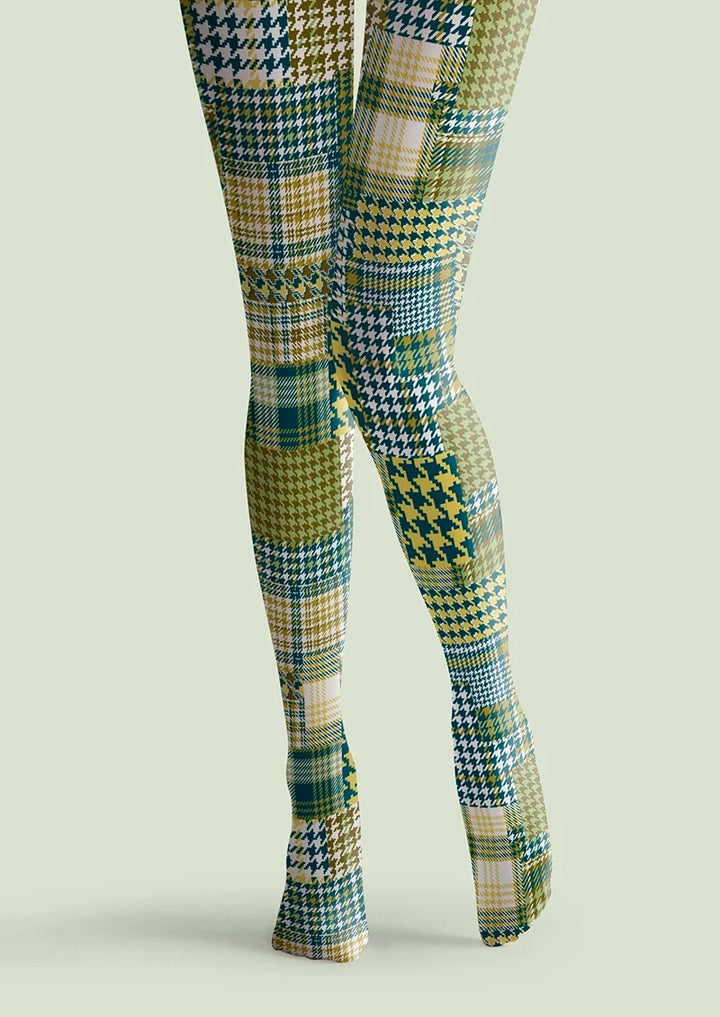Women Patchwork Houndstooth Print Tights and Hosiery Pantyhose