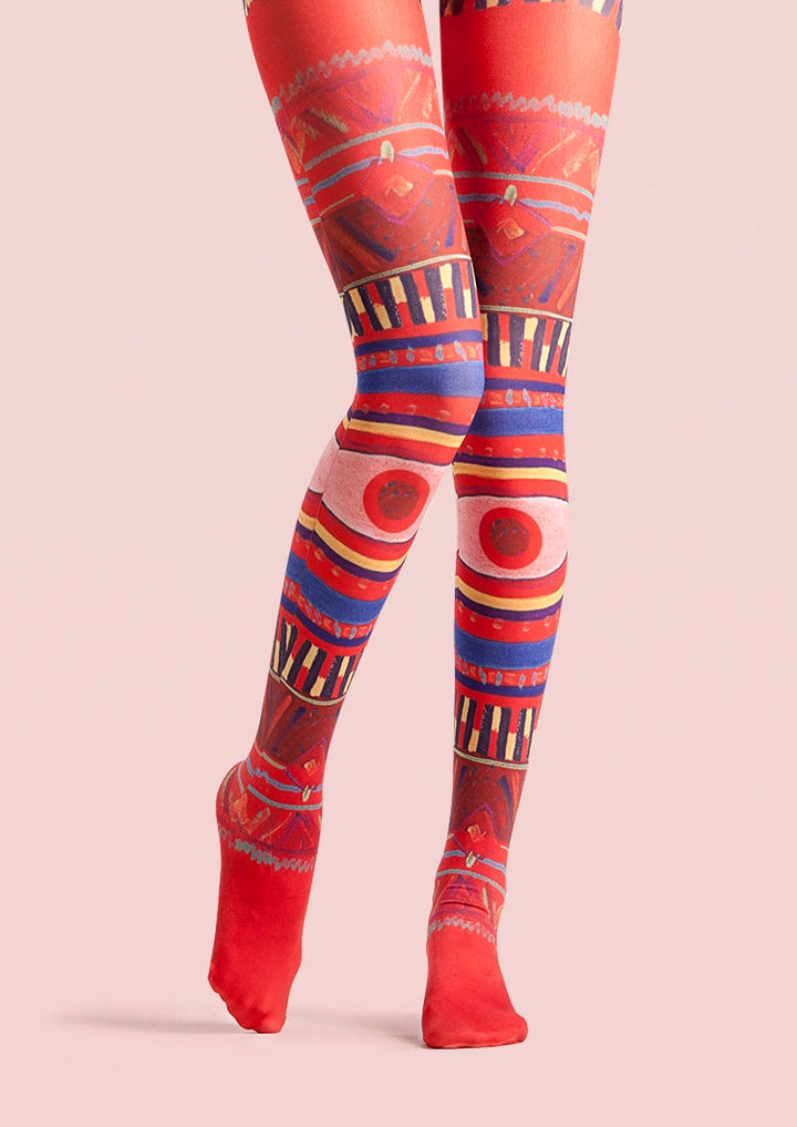 Women Ethnic Boho Art Print Patterned Fashion Tights Pantyhose