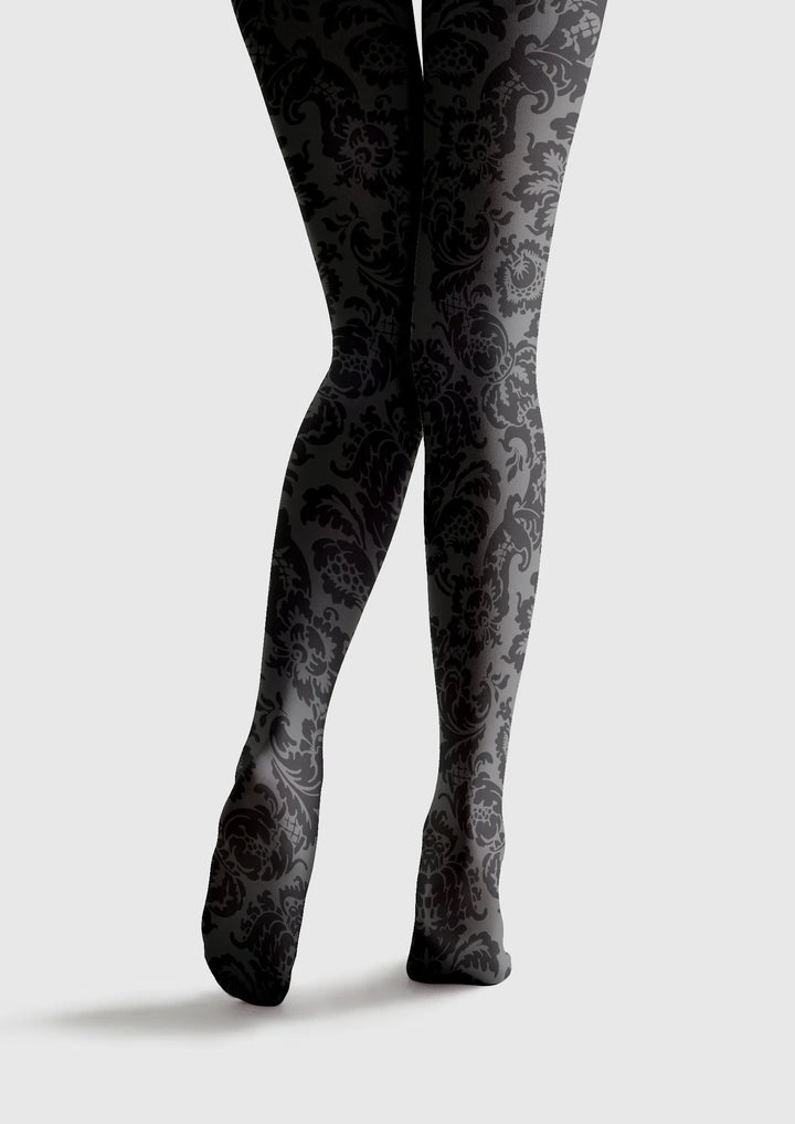 Women Baroque Bloom Noir Lace Tights and Hosiery Pantyhose