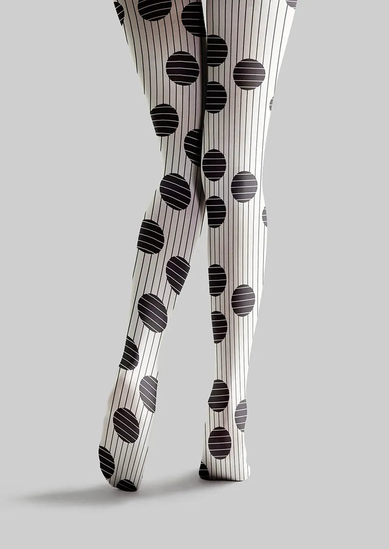 Women Pop Art Monochrome Polka Dots Print Tights Pantyhose