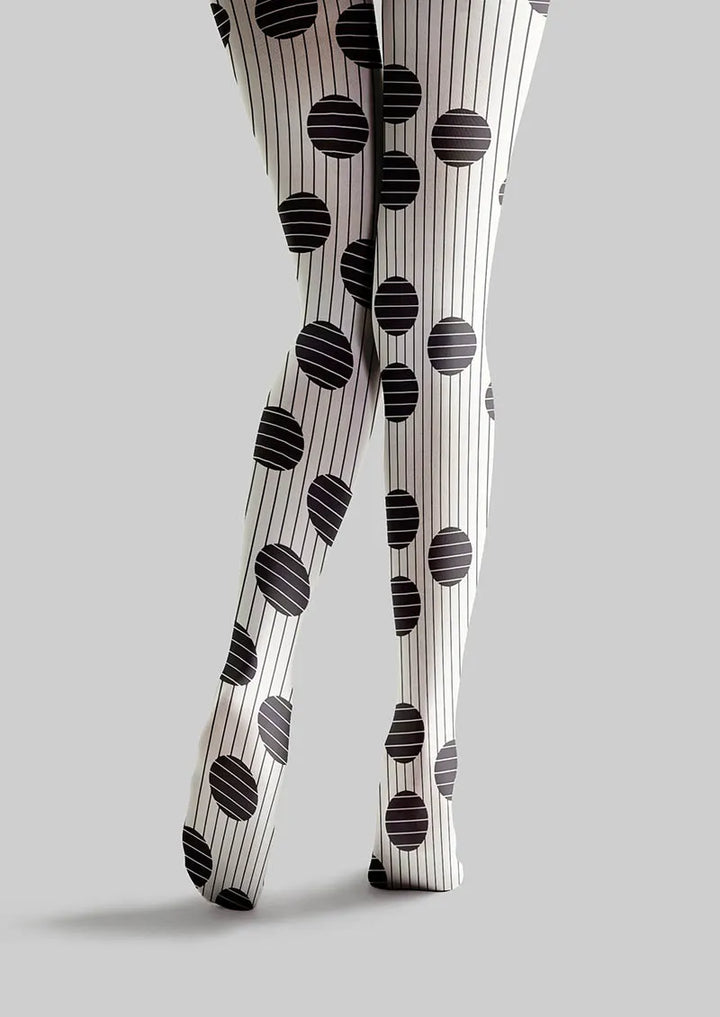 Women Pop Art Monochrome Polka Dots Print Tights Pantyhose