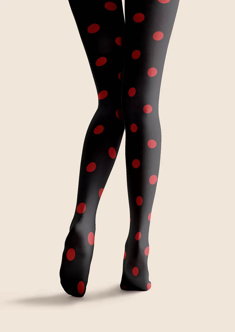 Christmas Retro Polka Red Tights Hosiery Pantyhose