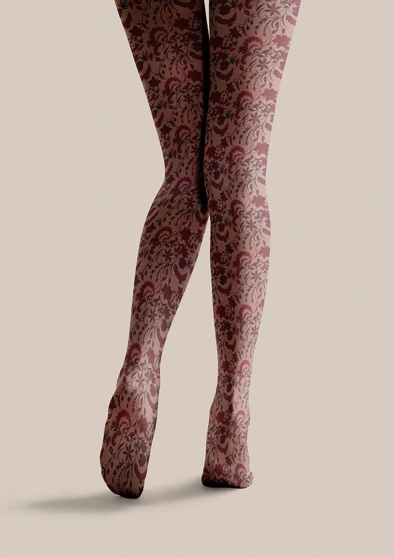Women Floral Pattern Vintage Petals Tights Hosiery Pantyhose