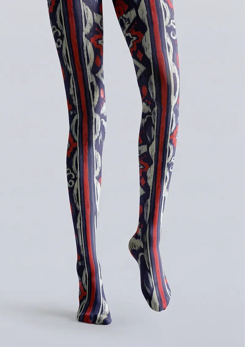 Women Warp And Weft Labyrinth Print Tights Hosiery Pantyhose