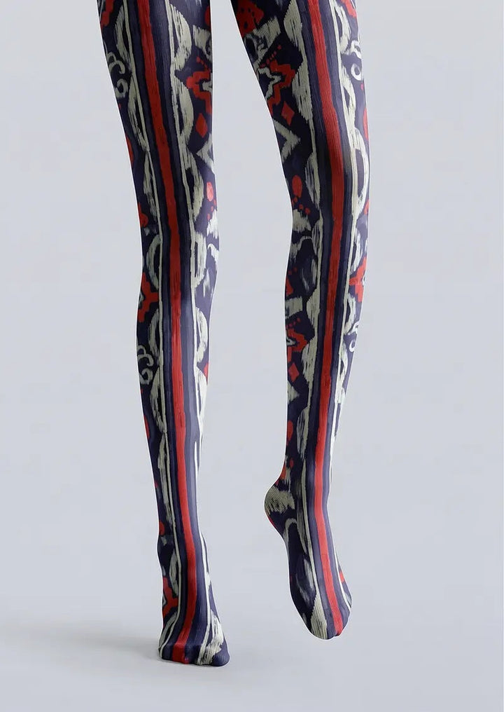 Women Warp And Weft Labyrinth Print Tights Hosiery Pantyhose