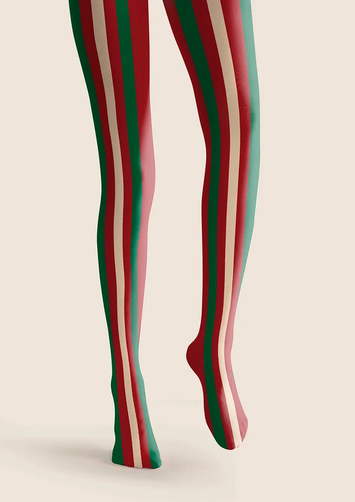 Christmas red-green stripes Tights Hosiery Pantyhose