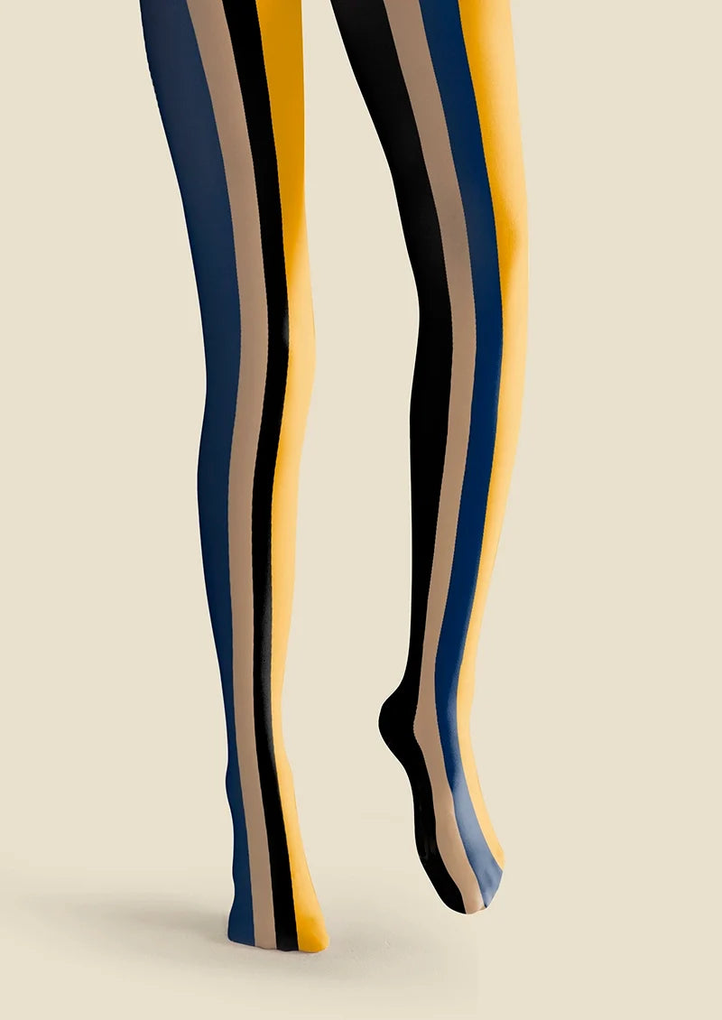 Women Modern Retro Striped Printed Tights Hosiery Pantyhose