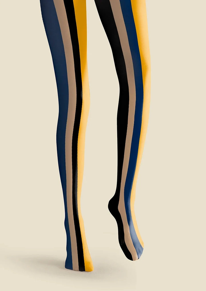 Women Modern Retro Striped Printed Tights Hosiery Pantyhose
