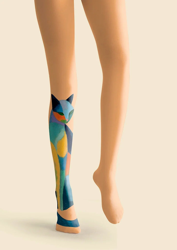 Women Cat's Color Gamut Art Graphic Print Tights Pantyhose