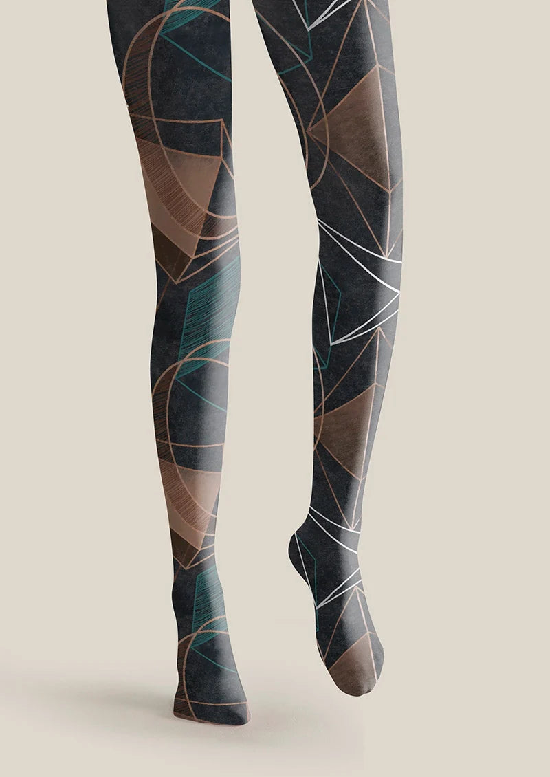 Women Linear Variations Printed Tights and Hosiery Pantyhose