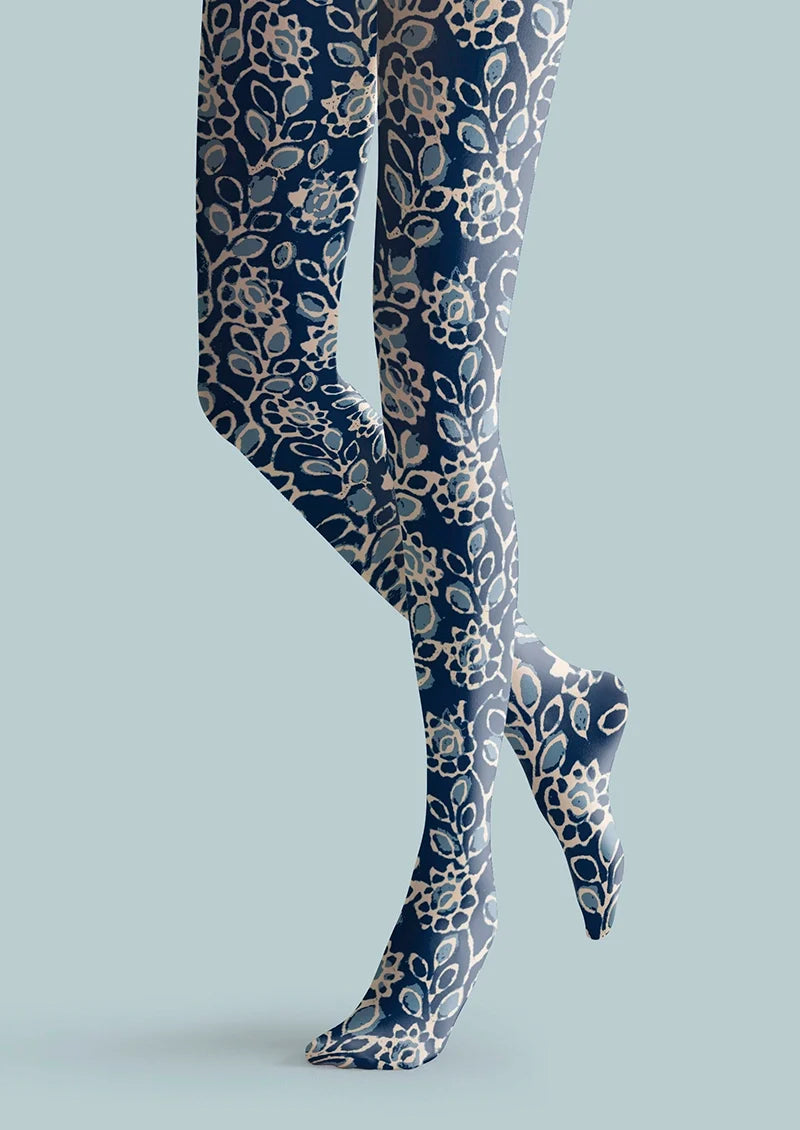 Women Porcelain Florals Printed Tights and Hosiery Pantyhose