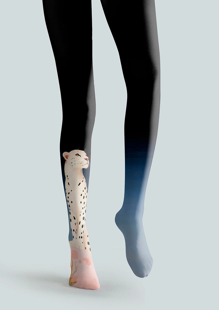 Women Snow Leopard Animal Pattern Graphic Tights Pantyhose