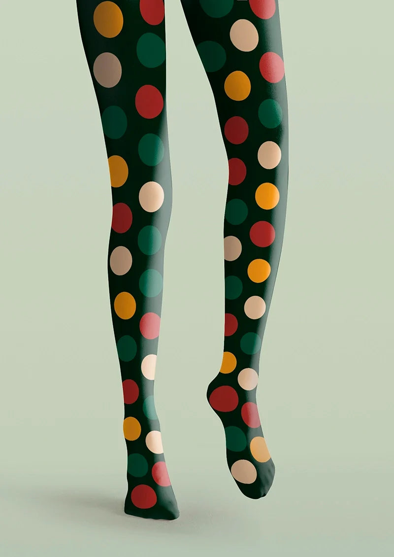 Christmas green polka dots Tights Hosiery Pantyhose