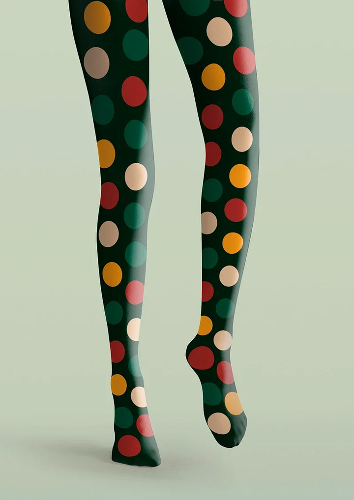 Christmas green polka dots Tights Hosiery Pantyhose