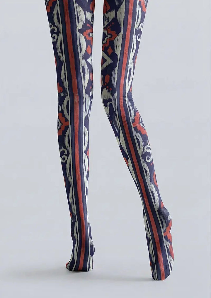 Women Warp And Weft Labyrinth Print Tights Hosiery Pantyhose