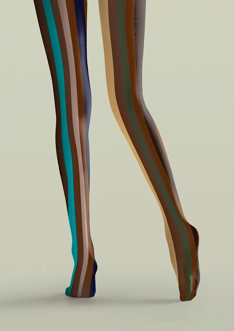 Women Dust Light Stripes Patterned Tights Hosiery Pantyhose