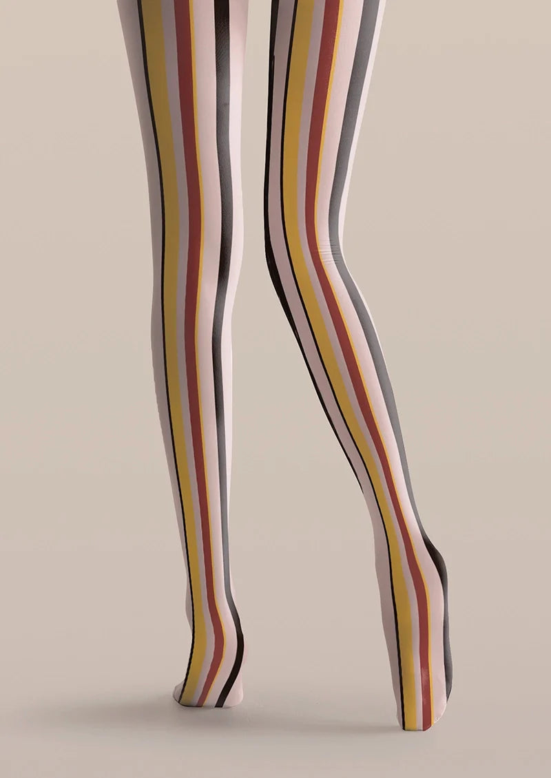 Women Vintage Circus Stripes Printed Tights Hosiery Pantyhose