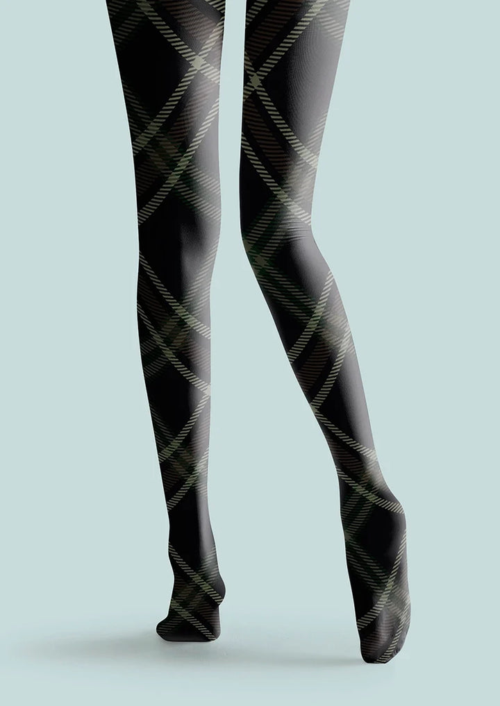 Women Darkness Check Plaid Printed Tights Hosiery Pantyhose