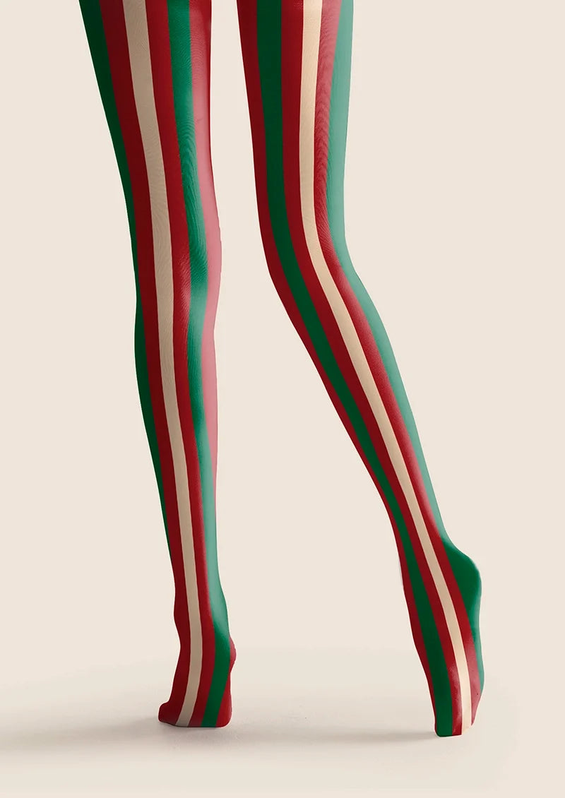 Christmas red-green stripes Tights Hosiery Pantyhose