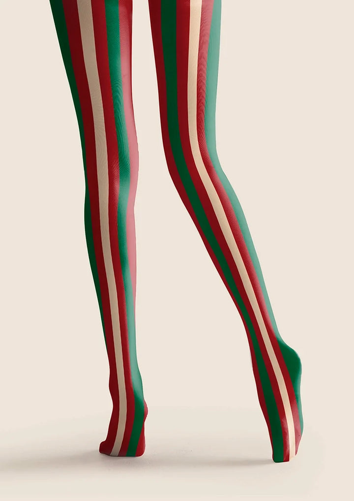 Christmas red-green stripes Tights Hosiery Pantyhose
