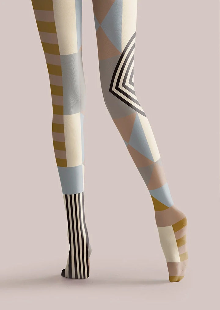 Women Bauhaus Steps Geometric Graphic Tights Pantyhose