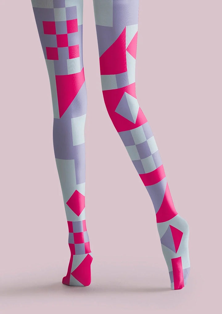 Women Violet Whisper Pastel Graphic Print Tights Pantyhose