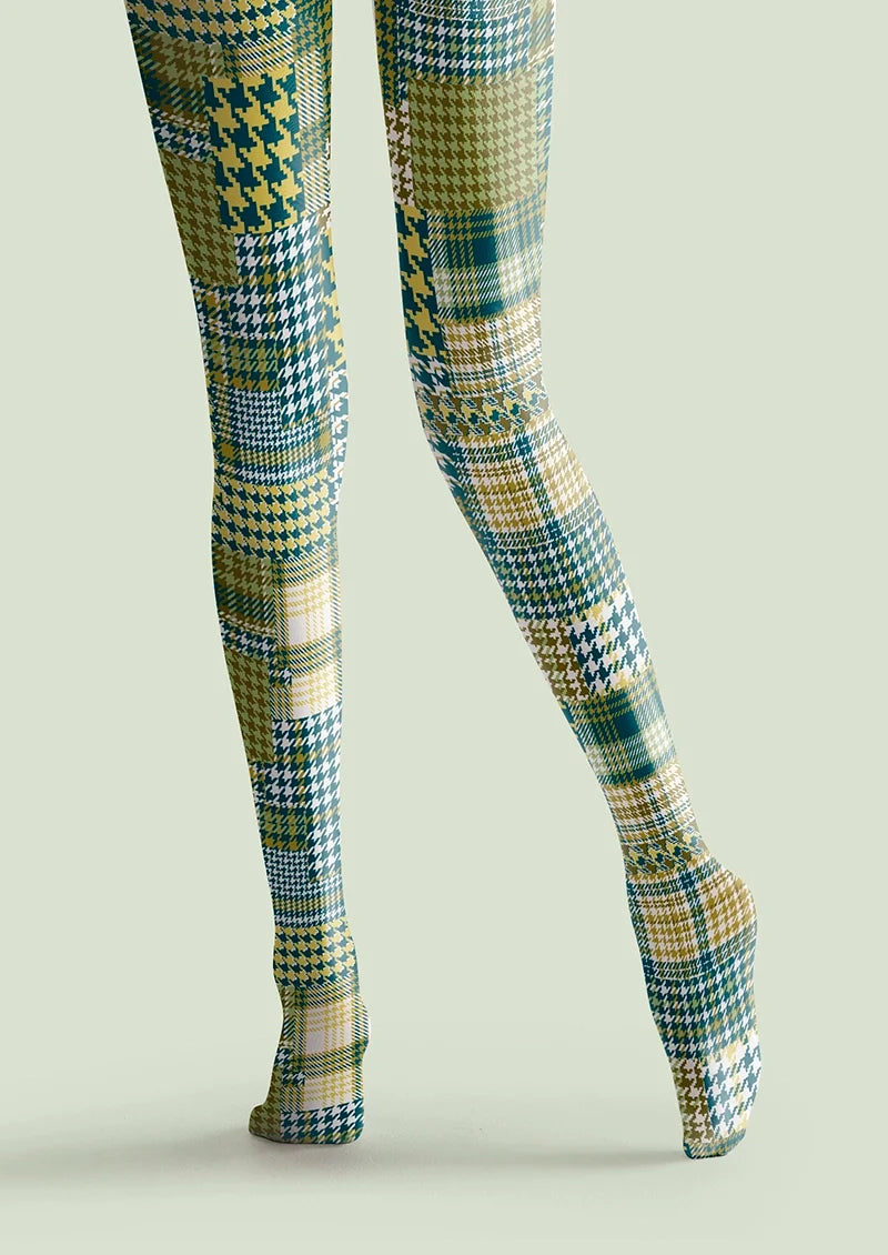 Women Patchwork Houndstooth Print Tights and Hosiery Pantyhose