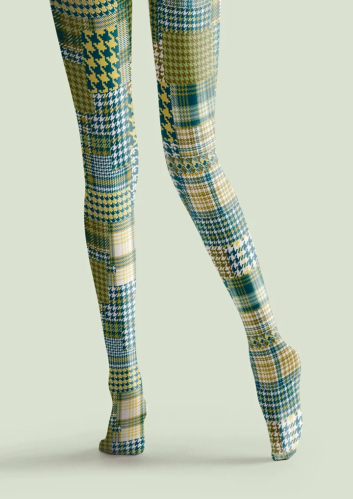 Women Patchwork Houndstooth Print Tights and Hosiery Pantyhose