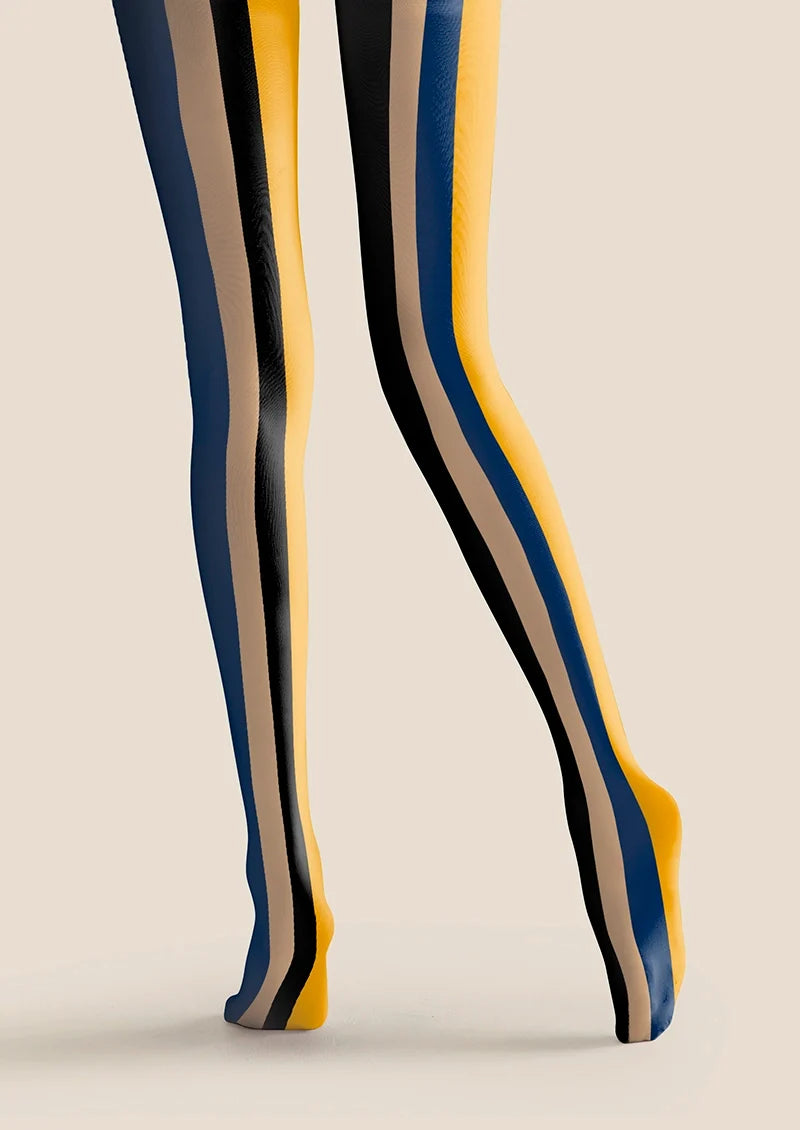 Women Modern Retro Striped Printed Tights Hosiery Pantyhose