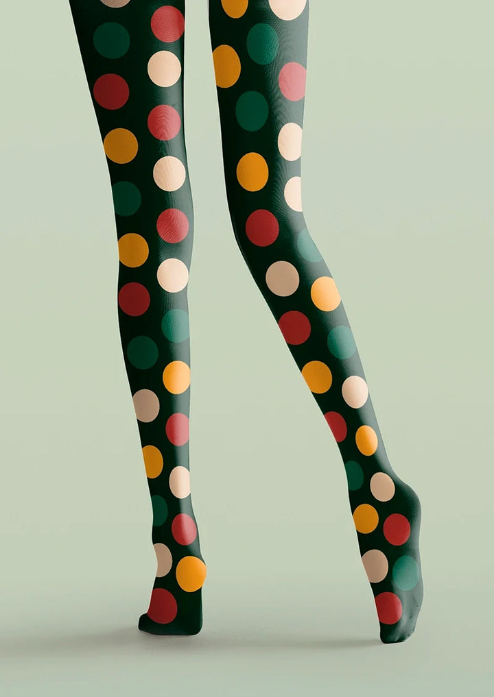 Christmas green polka dots Tights Hosiery Pantyhose