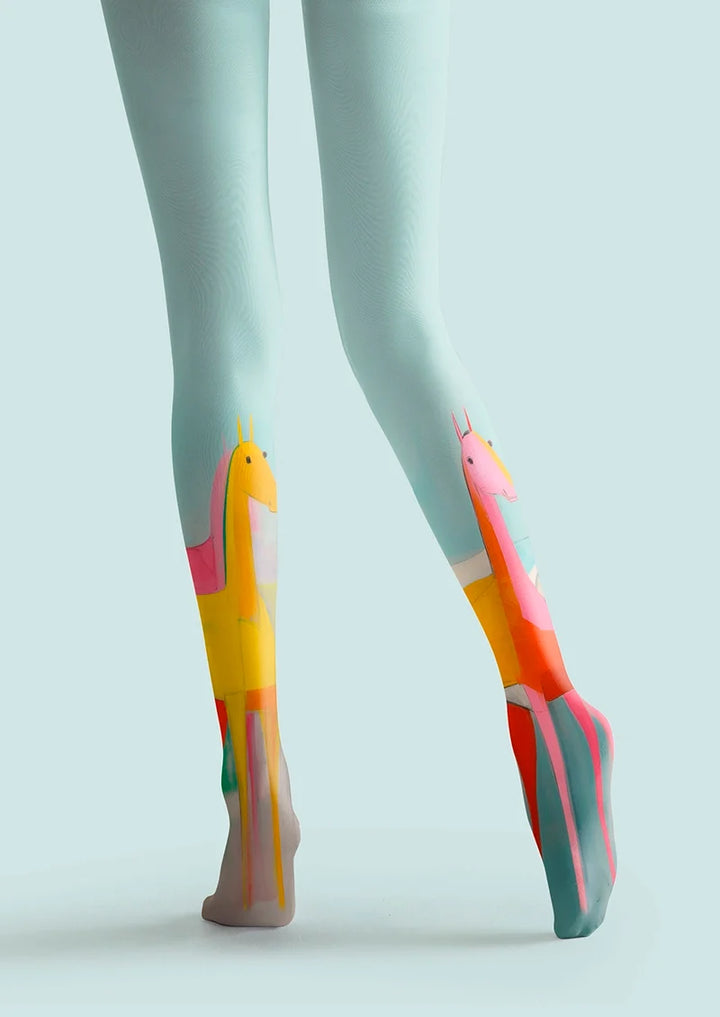 Women Horse Chromatogram Animal Graphic Art Tights Pantyhose