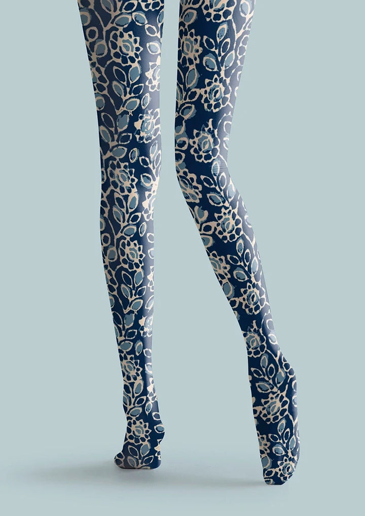 Women Porcelain Florals Printed Tights and Hosiery Pantyhose