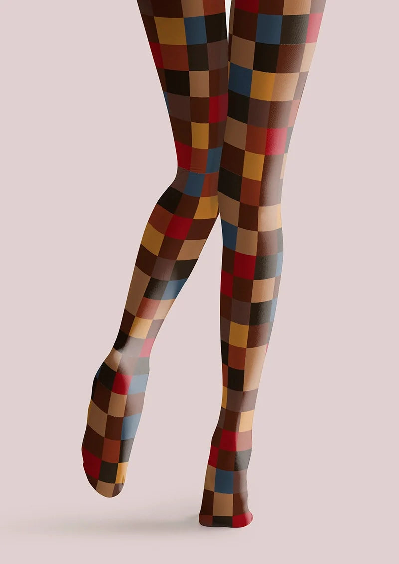 Women Terra-Cotta Plaid Printed Tights and Hosiery Pantyhose