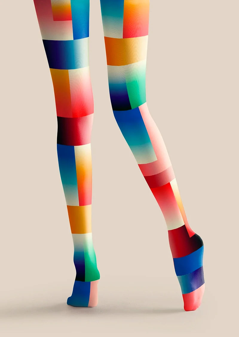 Women Iridescent Reverie Artistic Print Tights Pantyhose