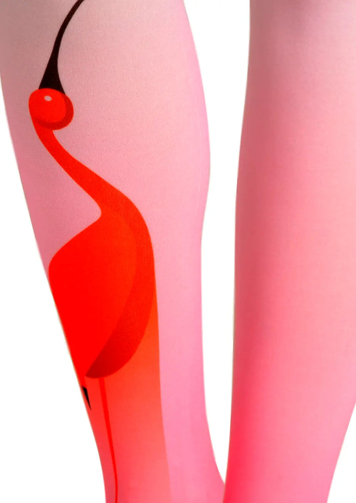 Women Azure Red Crane Bird Animal Art Print Tights Pantyhose