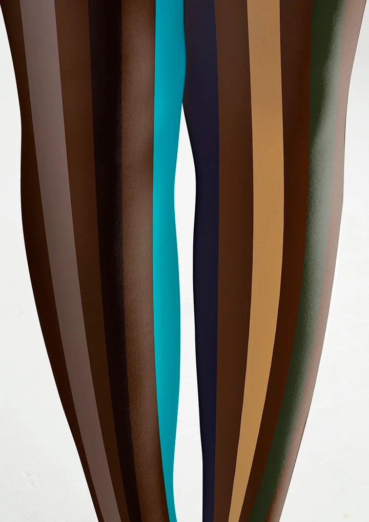 Women Dust Light Stripes Patterned Tights Hosiery Pantyhose