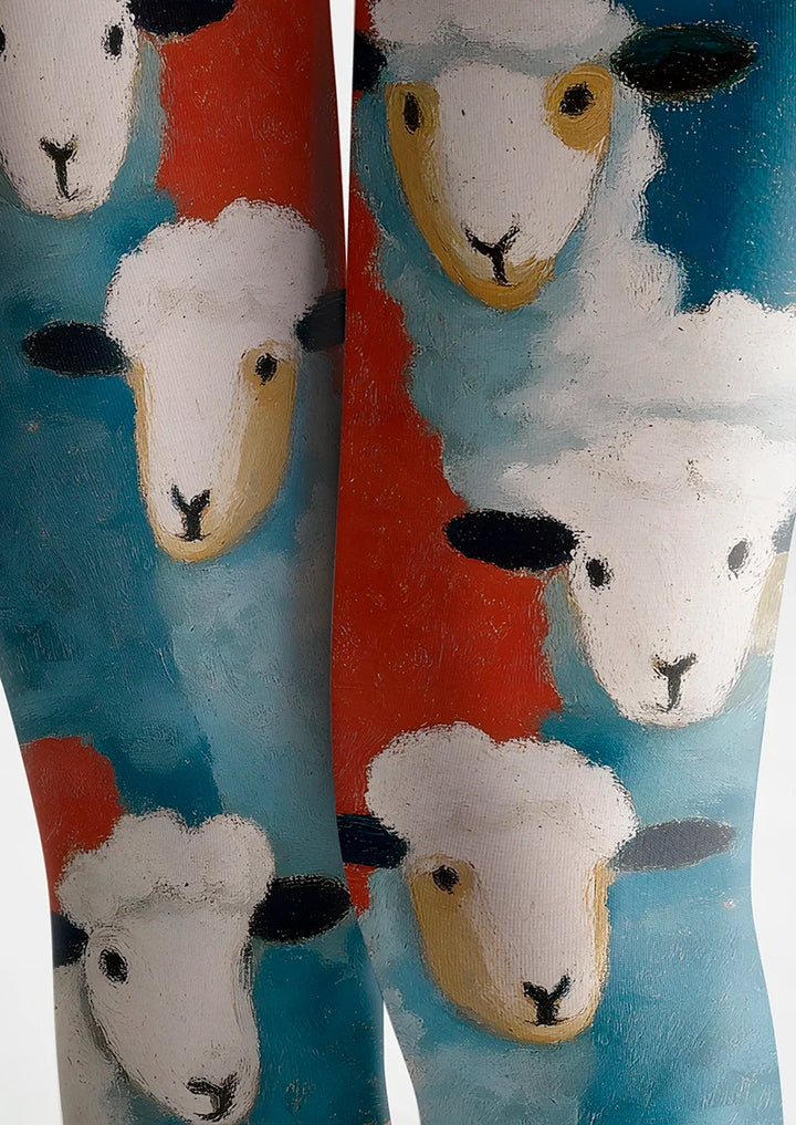 Women Sheep Surge Cute Animal Graphic Art Tights Pantyhose