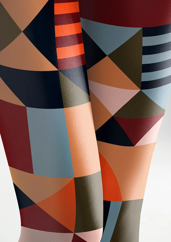 Women Gypsy Check Geometric Print Pattern Tights Pantyhose