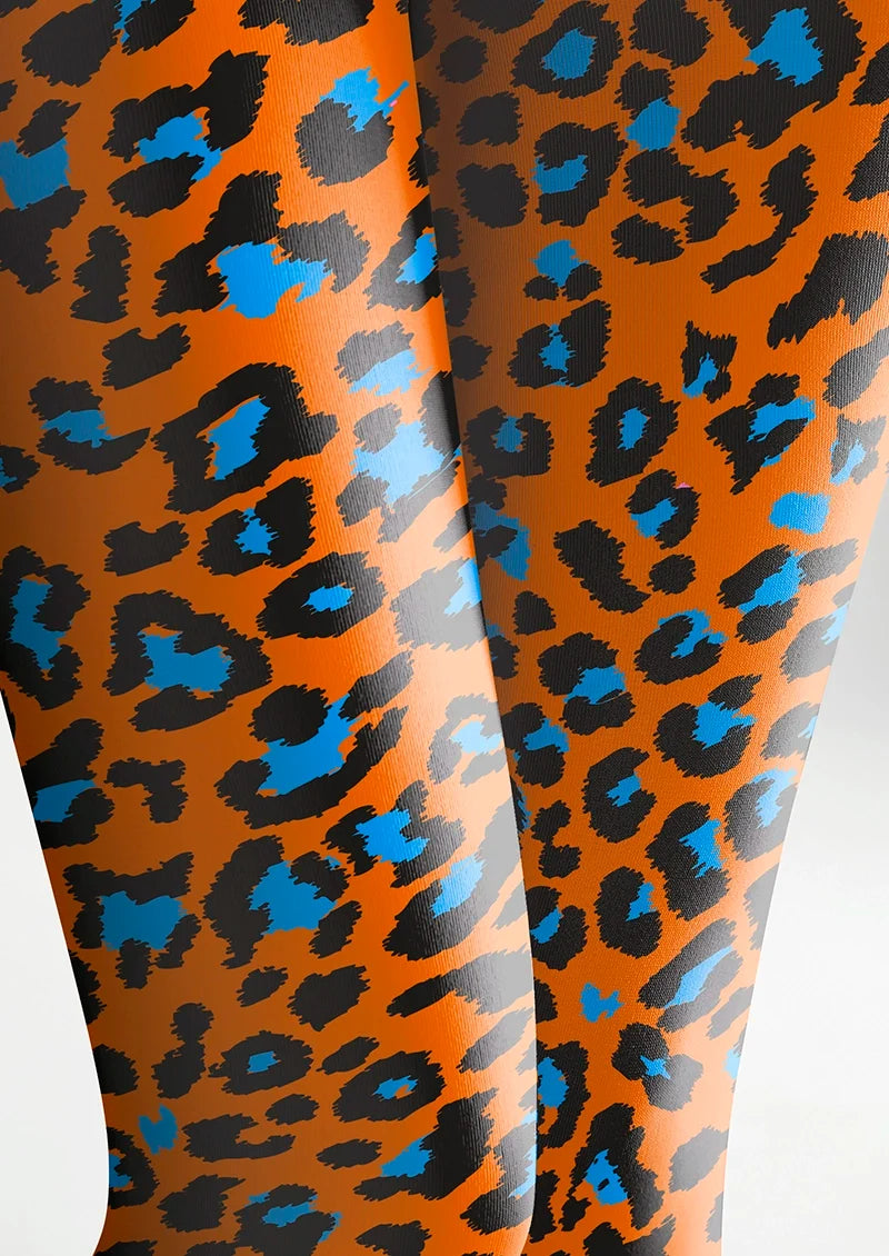 Women Tangerine Jungle Leopard Animal Print Tights Pantyhose