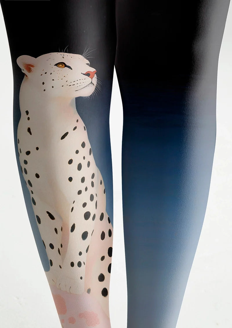 Women Snow Leopard Animal Pattern Graphic Tights Pantyhose